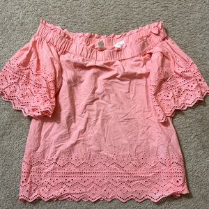 H&M Women’s Off the Shoulders Coral Top. Size 8. NWT